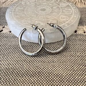 Sterling Silver Textured Hoop Earrings - Women Jewelry